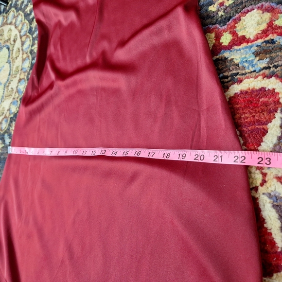 NWT Labera 100% Silk A-Line Cowl Neck Dress Burgundy Sz L with Belt - Picture 9 of 13